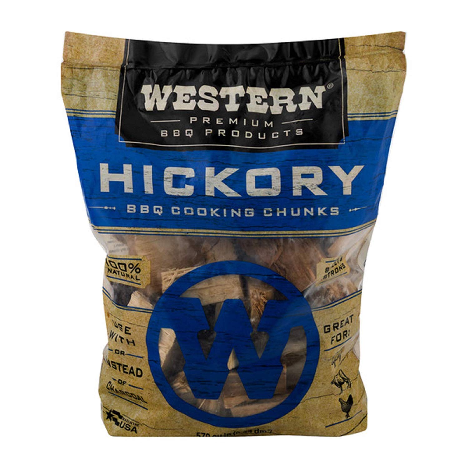Western, Hickory Chunks / ก้อนไม้หอมรมควันเวสเทิร์นกลิ่นฮิคกอรี่ (78055)